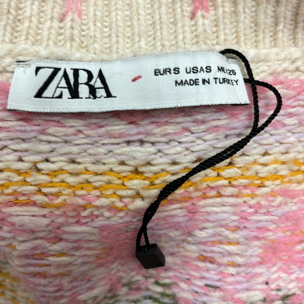 Zara Blogger Fave Floral Jacquard Knit Cropped Cardigan Small - Picture 14 of 14